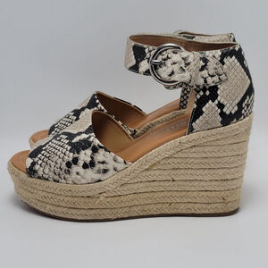 Nine West Adell Snakeskin Espadrille Wedge Heel Ankle Strap Sandals Size 7.5